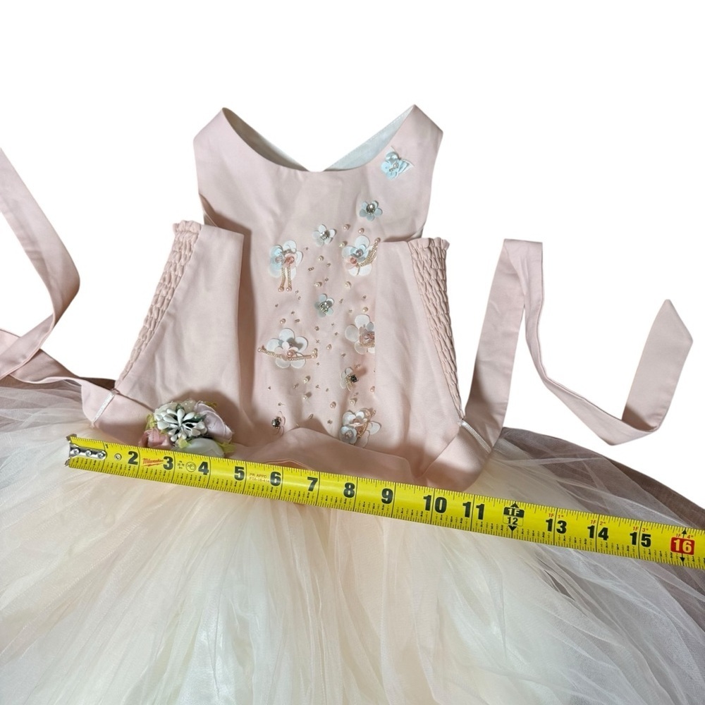 Girls Blush Pink Tulle Flower Girl Dress Party Wedding Birthday | 2T–3T - Picture 6 of 8